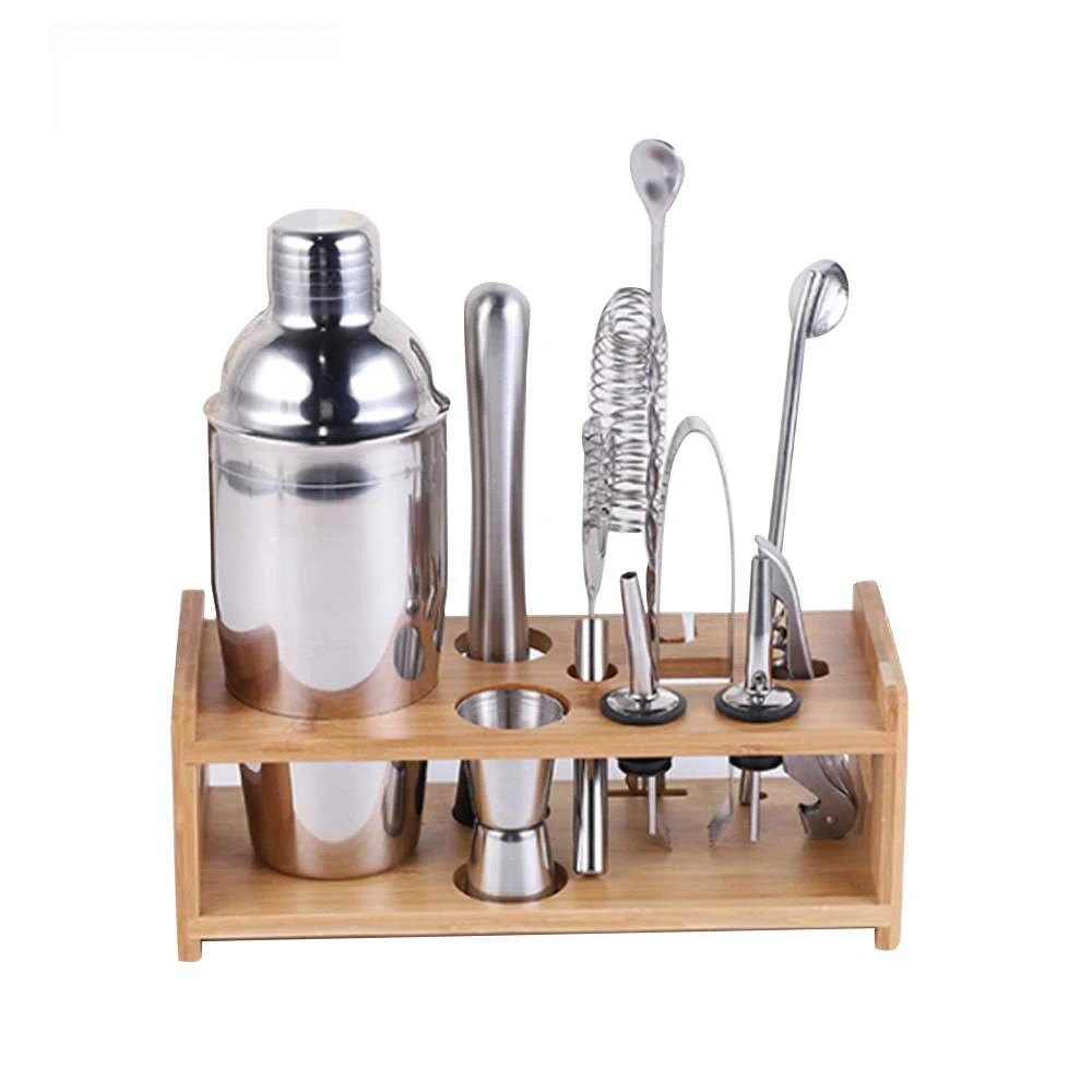 Bar Shaker Cocktail Zubehör Bar Boston Getränk Für Barkeeper Set Jigger Werkzeuge Edelstahl Mixer 550/750ML Holz rack