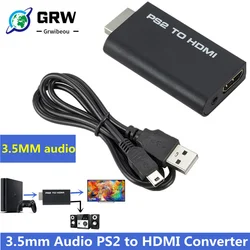 휴대용 PS2 to HDMI 480i/480p/576i 오디오 비디오 컨버터, 3.5mm 오디오 출력 지원 모든 PS2 디스플레이 모드 PS2 TO HDMI