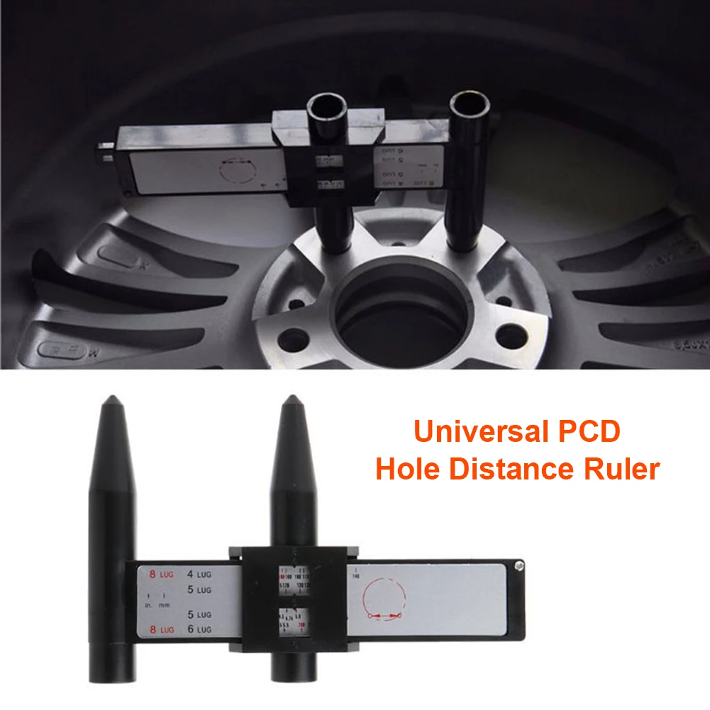 Universal PCD Measuring Sliding Pitch Ruler Wheel Circle Tyre Diameter Gauge Meter Lug Bolt Hub Hole Distance Hand Tool