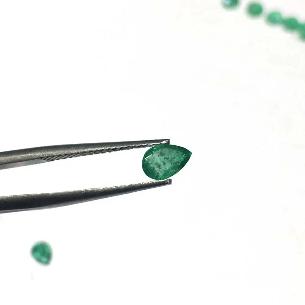 VANTJ Natural Emerald Loose Gemstone Pear Cut Customizable Diy for Silver Gold Women Jewelry Random Delivery