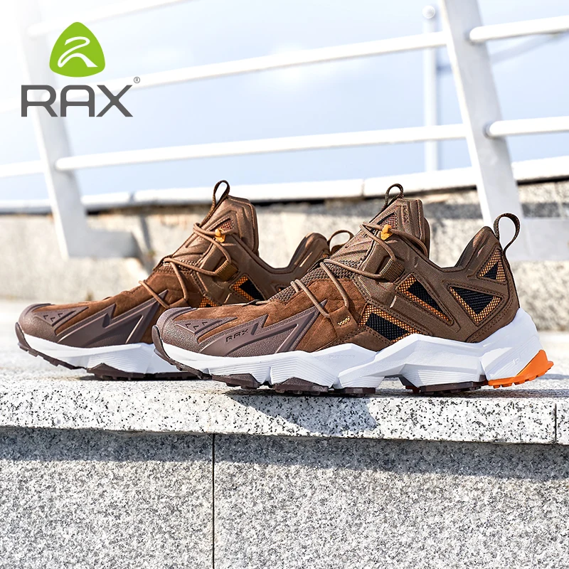 RAX Men Running Shoes Water Repellent Walking Sneakers Outdoor Sports Shoes Leather Running Sneaker Warm Winter Jogging Shoes