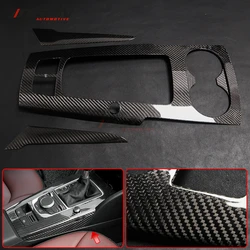 3PCS LHD&RHD Car Interior Center Console Gear Shift Panel Trim Cover For Audi A3 8V S3 RS3 Carbon Fiber 2014-2018 Accessories