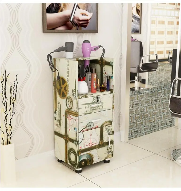 New hairdresser's Salon tool cabinet tool car hairdressing product display cabinet hairdressing cart wooden cabinet