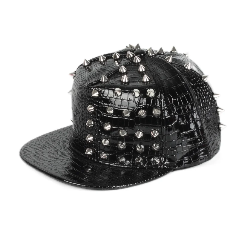 Wholesale European and American Punk Style custom men's recycled material fashion metal brim rebound hats