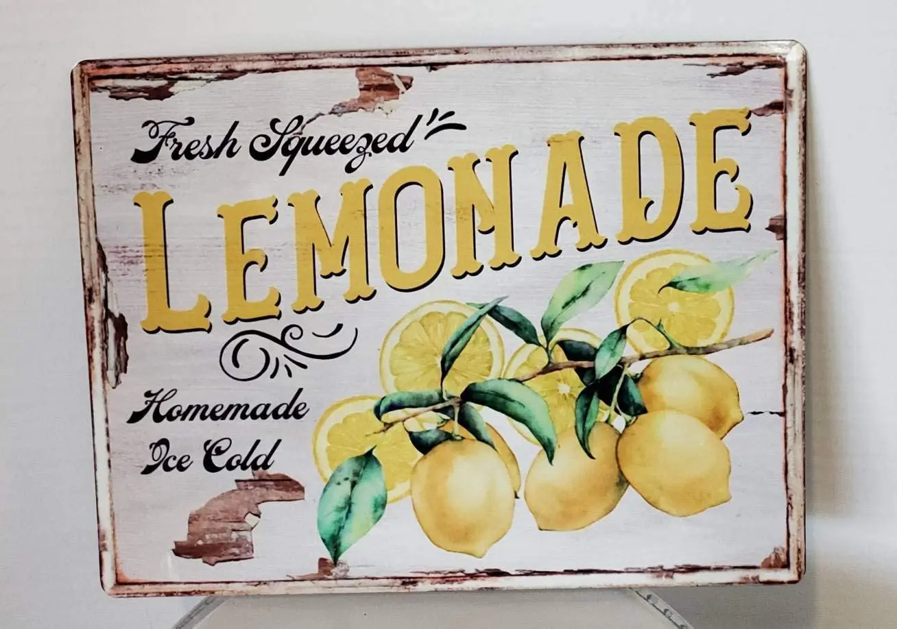 

Fresh Lemonade Farmhouse Rustic De Country Charm Summer Lemon Poster Wall Decor Poster Metal Tin Sign Iron Painting Home