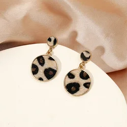 2026 Wholesale European and American Temperament Leopard Pattern Round Alloy Earrings Geometric Exaggerated Earrings Women