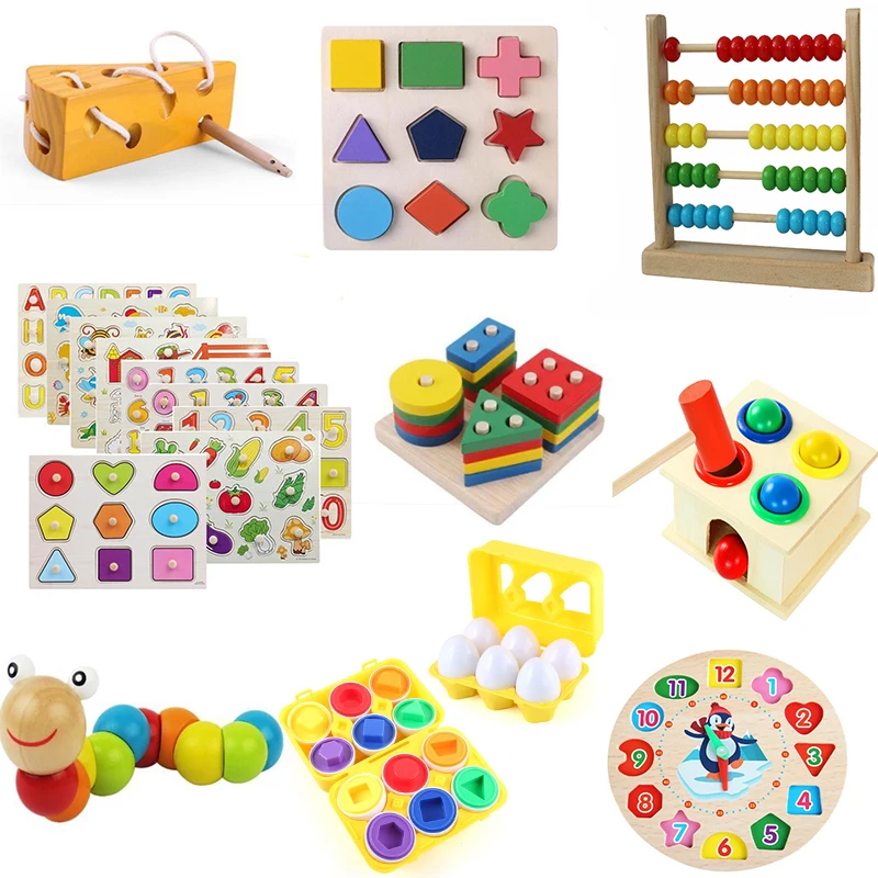 Montessori Educational Wooden Toys For Kids Wood Sorter Puzzles Plastic Eggs Game Baby Montessori Toys For Children 1 2 3 Years