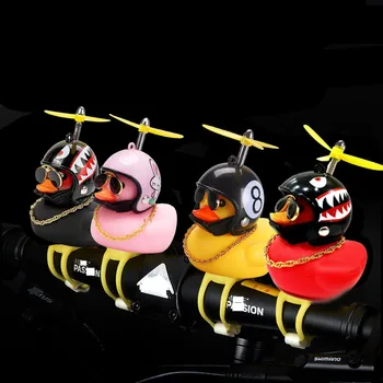 Fiets Kleine Gele Eend Propeller Helm Staande Eend Gebroken Wind Ducky Decoratie Fiets Motor Fietsen Fietsornamenten
