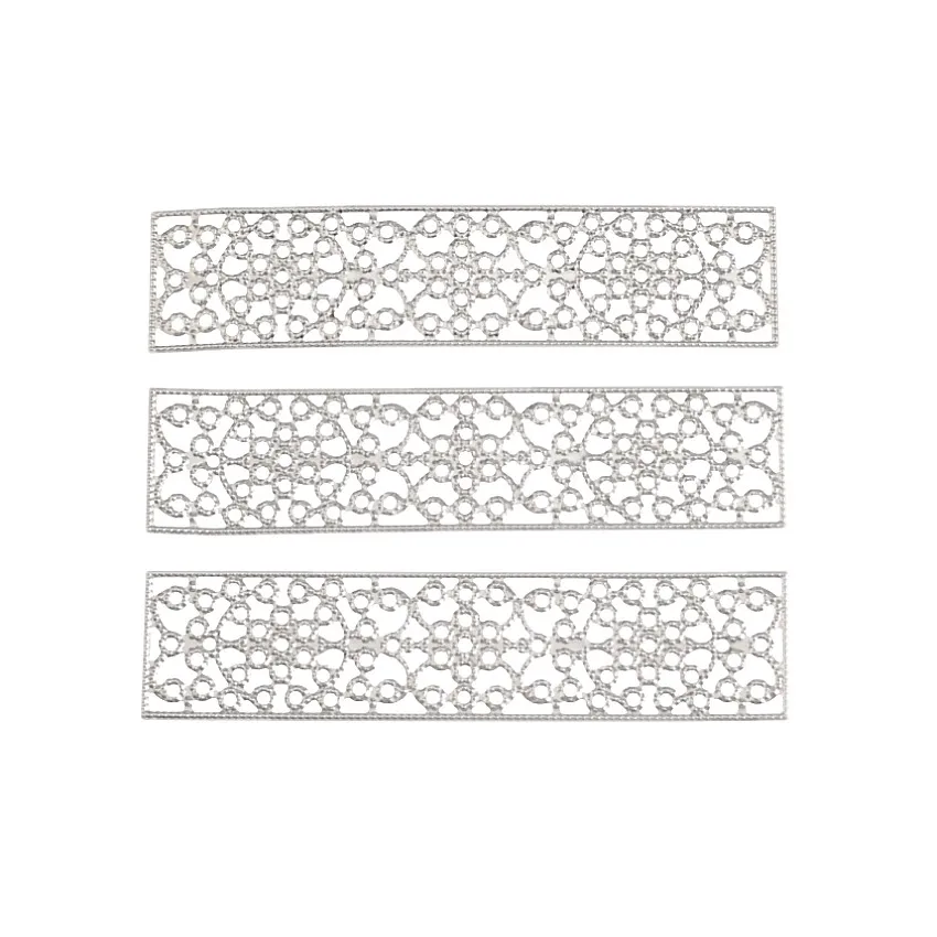 5Pcs Gold Tone Rectangle Filigree Flower Wraps Connectors Metal Crafts Decoration DIY Findings Connectors 8.5x2cm