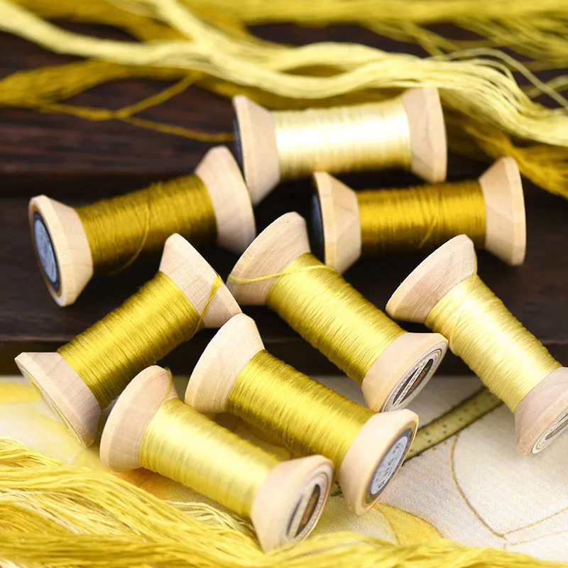 Handmade embroidery embroidery thread spool / silk embroidery thread / wrapped silk silk thread /Lichen yellow/ each 20 meters