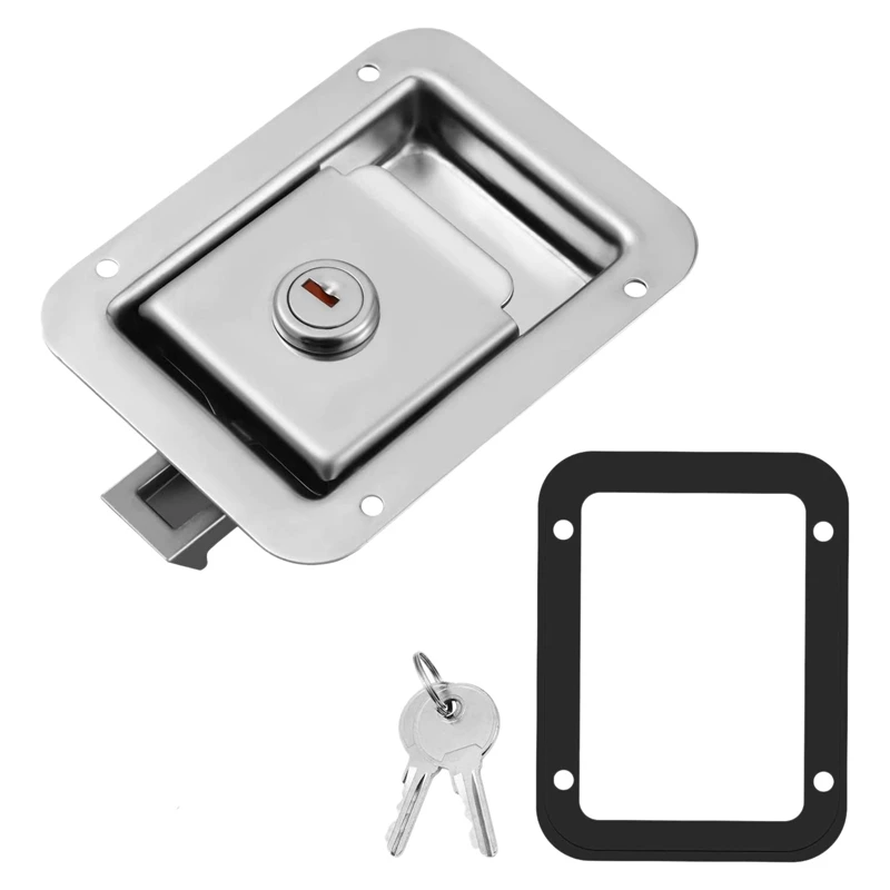 Paddle Slam Latch With Lock Key Travel Trailer Lock Stainless Steel RV Door Latch Heavy Duty Flush Mount Handle Latch