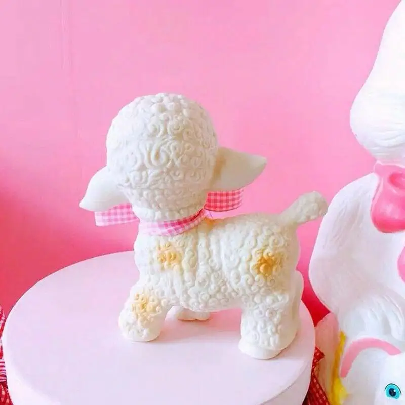 Retro klassische Gummi Schaf Puppe süße Mädchen Schatz Stimme Tier Geschenk Modell Lamm statische Schreibtisch Zimmer Wohnaccessoires Ornamente – Detail 11
