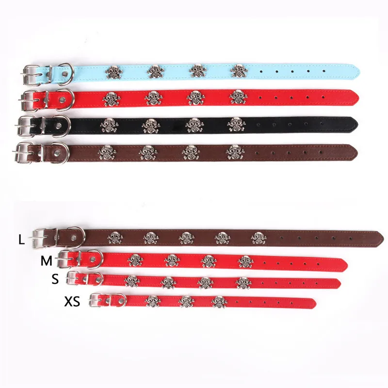 Fashion Pet Collars Dog Collar Skull Leather Pet Collar Puppy Choker Cat Necklace Halloween Pet Accessory