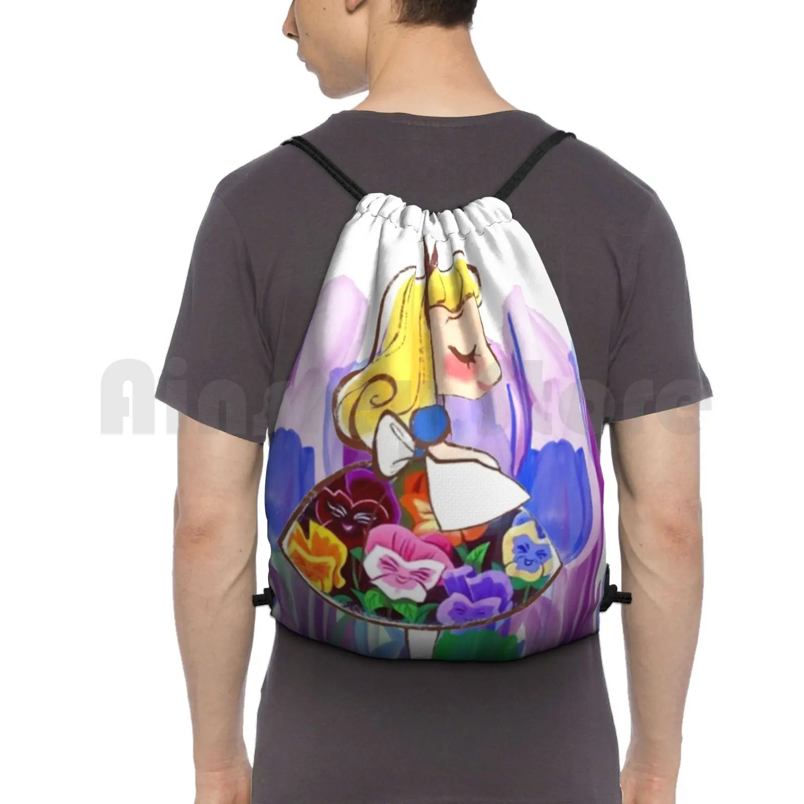 Alice ( Customizable ) Backpack Drawstring Bag Riding Climbing Gym Bag Alice In Fantasy Movies Books Fandom Geeky Nerdy Kids