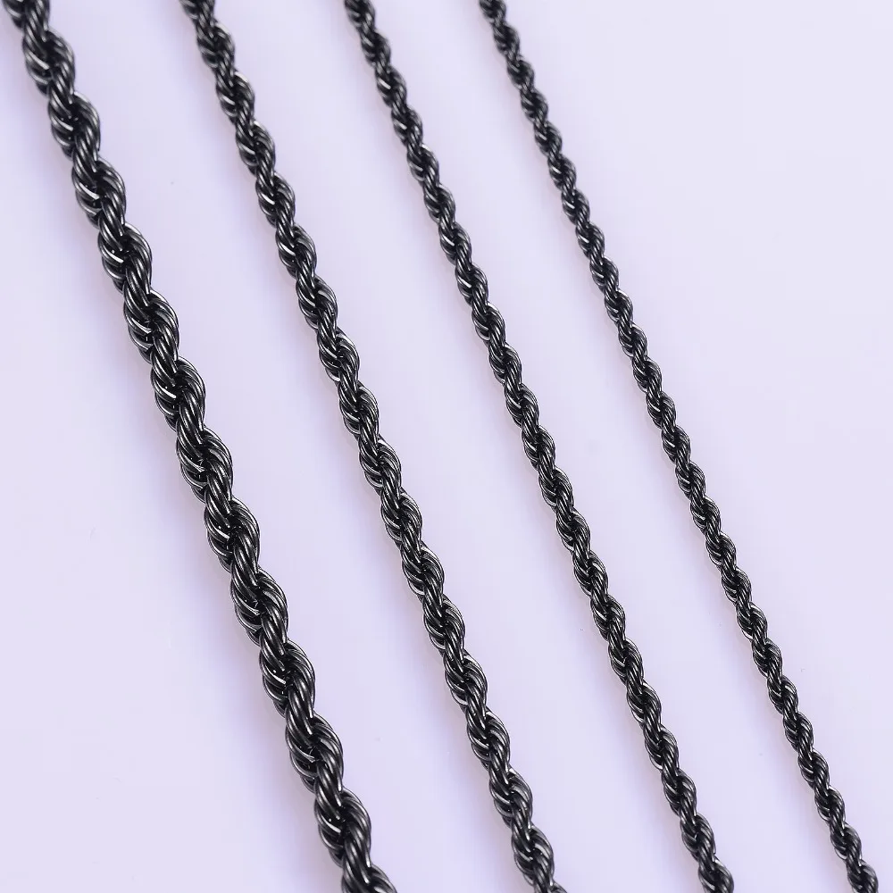 1 Stück Edelstahl Schwarze Seilkette Halskette Breite 2mm/2,5mm/3mm/4mm/5mm/6mm Seilkette Halskette/Armband für Männer und Frauen – Detail 2