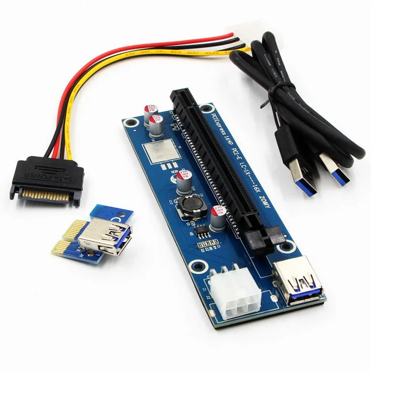 PCI-E Express USB3.0 1x to16x موسع الناهض بطاقة محول SATA كابل الطاقة لوحة دارات مطبوعة