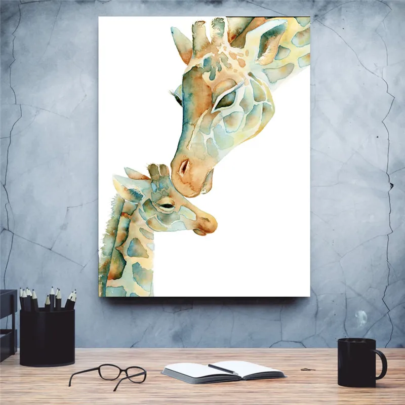 Wall Art HD Prints Home Decor Giraffe Maternal Love Poster Pictures Cartoon Canvas Paintings For Living Room No Frame Artwork