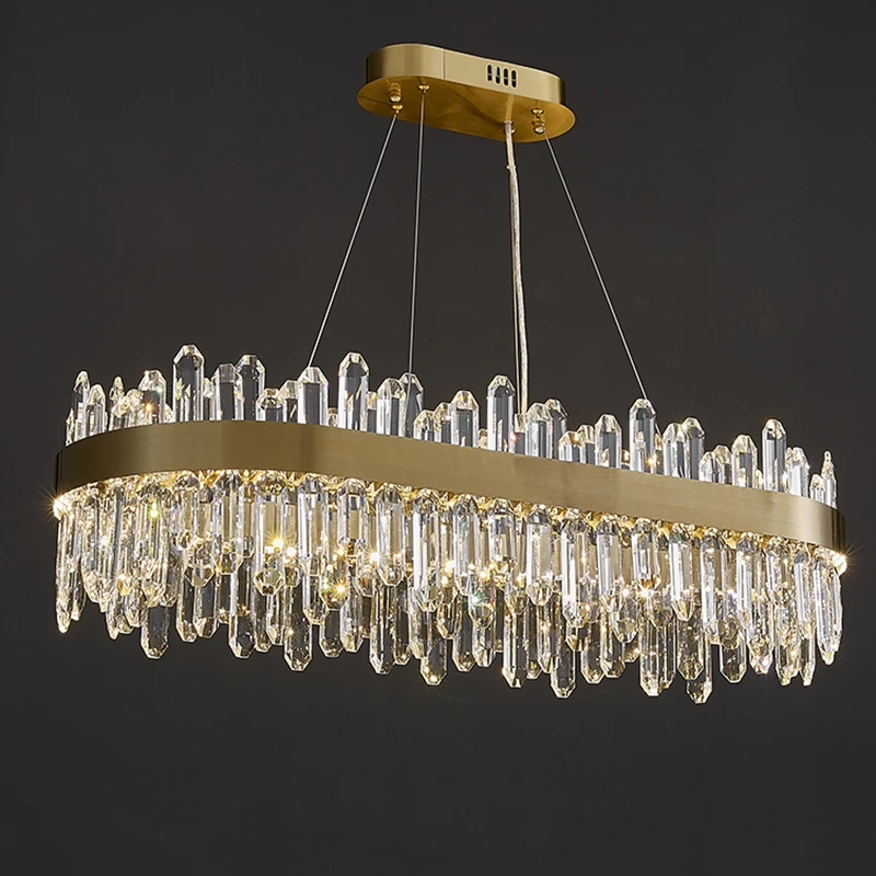 

Luxury Living Room Crystal Chandelier Modern Gold Lamp AC110V-240V Oval Luster Cristal Dinning Room Lights