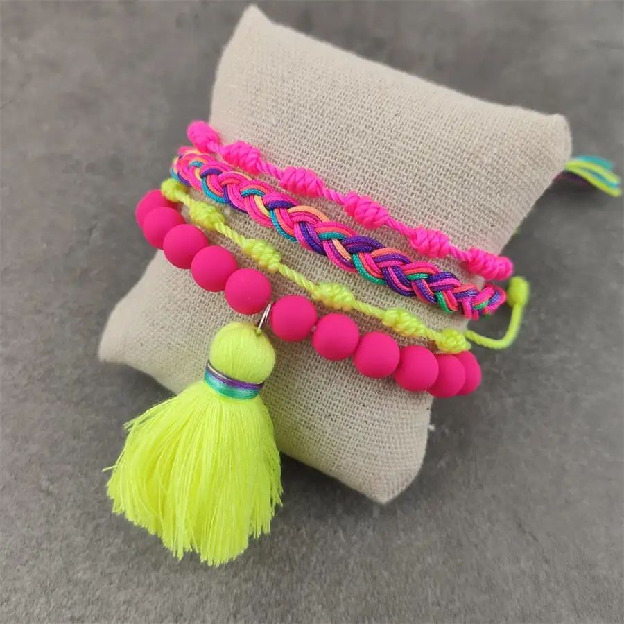 Braided Handmade Tassel Bracelet Lucky Rope Bracelet Bangles Women Thread Set Bracelets Wholesale