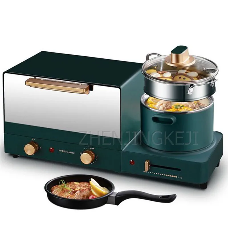 

220V Household Mini Breakfast Machine Roast Toast Electric Oven Multi-Function Stainless Steel Pot Electric Cooker Four-In-One