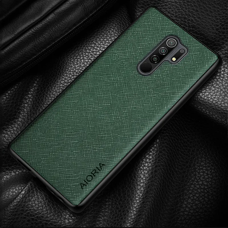 Luxury leather phone case for Xiaomi Redmi 9 9A 9T 9C NFC funda with cross pattern