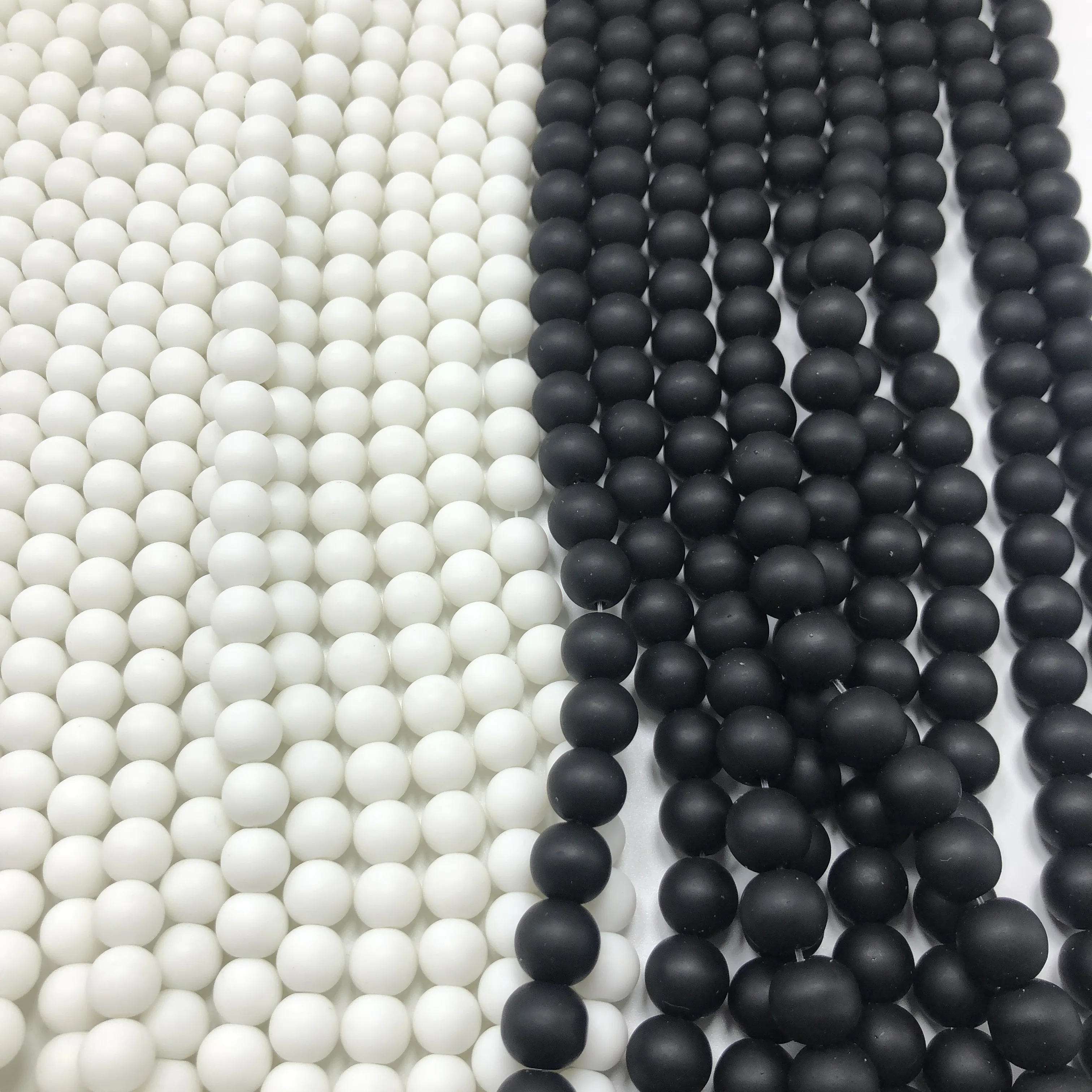 Junkang 4-12mm Body Frosted Imitation Agate Black and White Jewelry Making DIY Handmade Bracelet Necklace Rosary