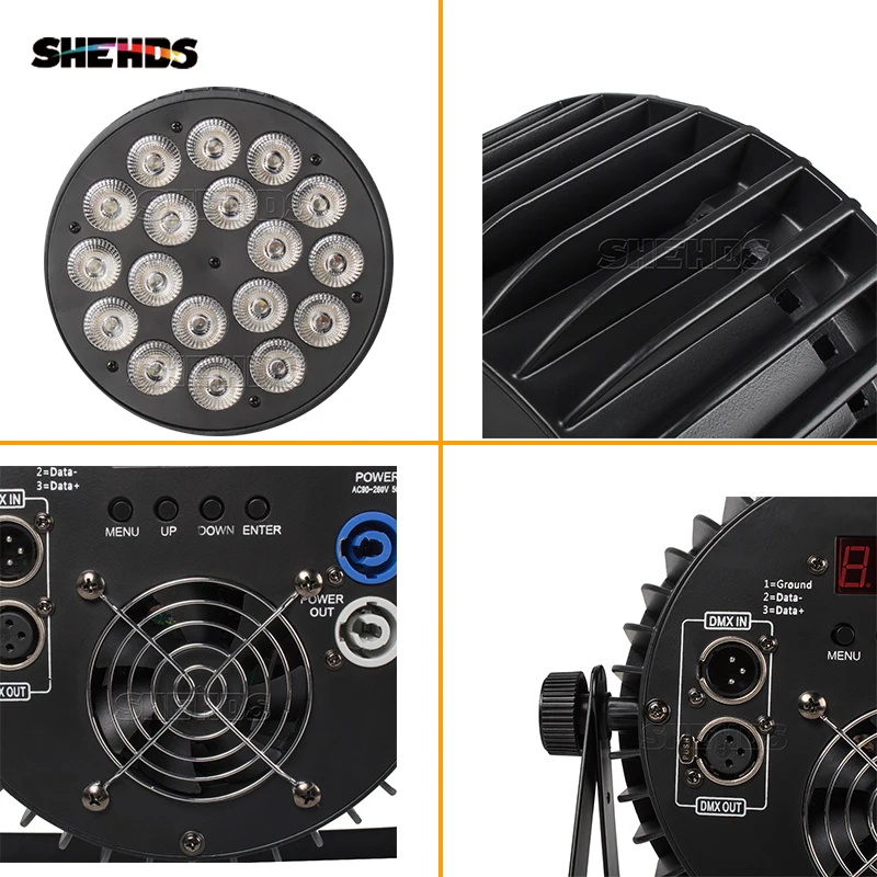 SHEHDS-Luz LED plana de aleación de aluminio para escenario, proyector RGBWA + UV de 18x18W, 2/4 piezas, DMX 512, para DJ, fiestas, discotecas,