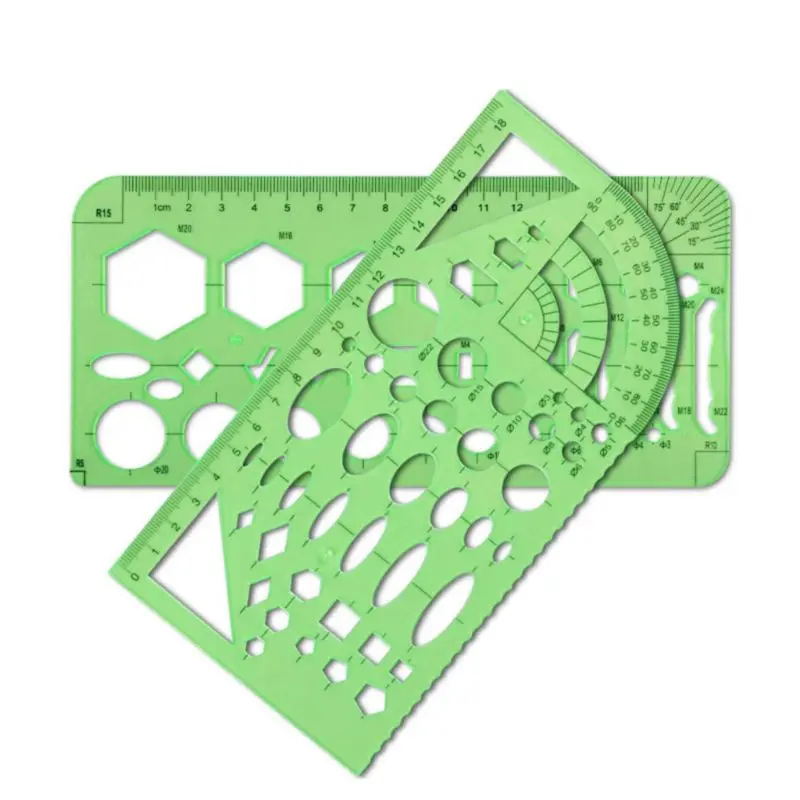 11 Pcs Drawings Templates Rulers Learn School Practical Measuring Multifunction Wide Usage Math Geometry Stencils Set