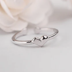 Hot Sale 925 Sterling Silver Heart Ring For Women Original Fine Jewelry Gift Open Adjustable Finger Ring