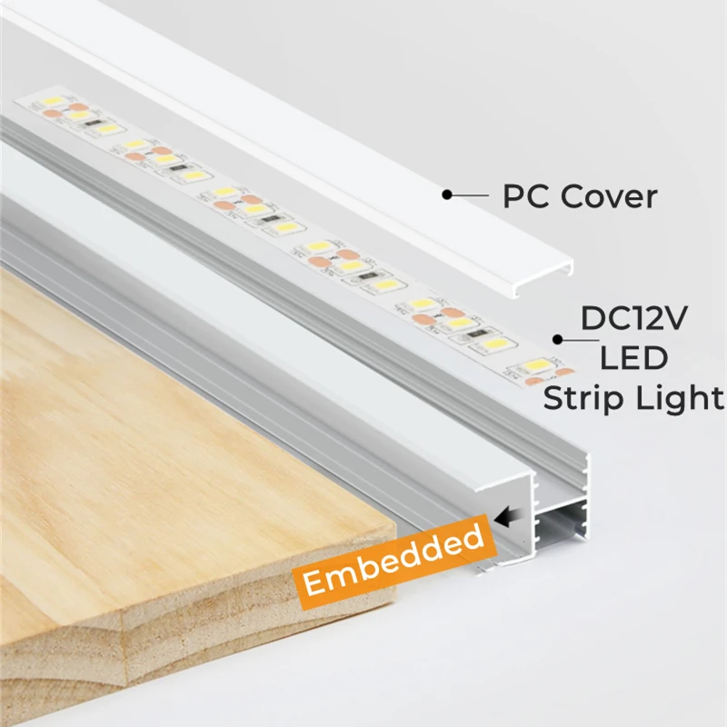 30/40/50cm LED Strip Cabinet Splint Lamps Hidden Doule Side Glow Aluminum Profiles 18mm Wood Board Layer Linear Bar Strip Lights