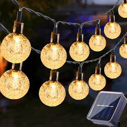 Lámpara Solar de bola de cristal para exteriores, luces de hadas impermeables, guirnaldas de jardín, decoración de Navidad, 32 pies, 50 LED, 10m