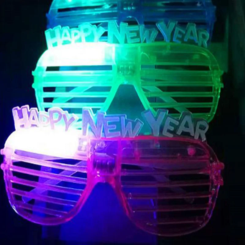 HAPPY NEW YEAR LED Blinds Eyewear Glowing Shutter Shape eyeglass Multi-purpose Modeling Glasses Dancing Party Supplies kids toys