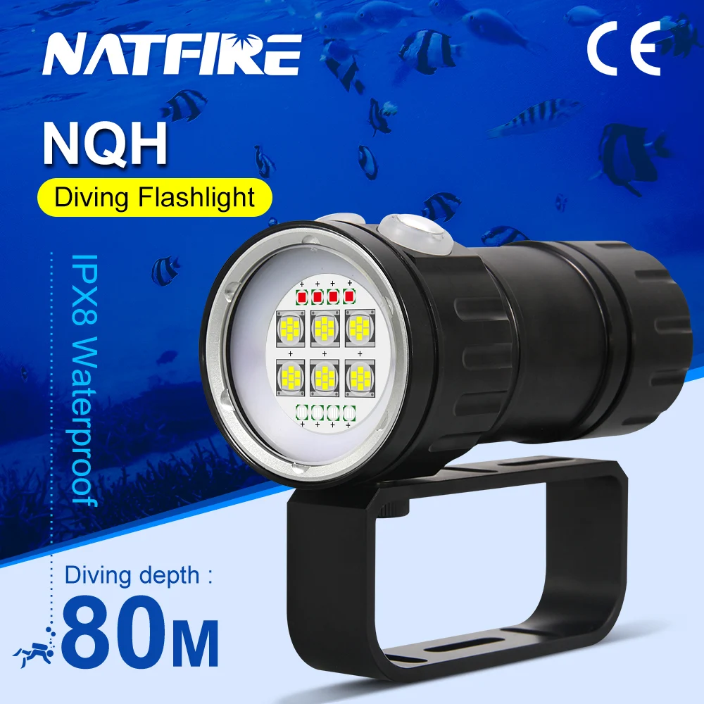 LED Diving Photography Flashlight 30000Lumens Underwater Lighting 100m Waterproof Tactical Torch Snorkel Deep Dives Fill Light