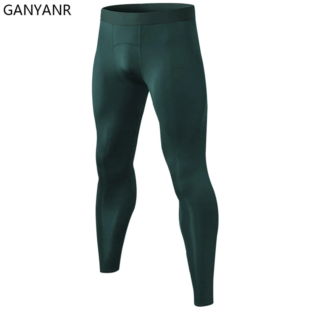 GANYANR Running Tights Men Compression Pants Leggings Sportswear Gym Fitness Sport Sexy Basketball Yoga Training Workout Long