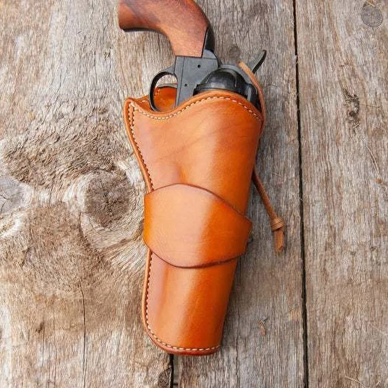 Medieval Leather Concealed Holster Revolver Western Cowboy Pistol Gun Holder For 6 Inch Barrel Vintage Steampunk Style Accessory