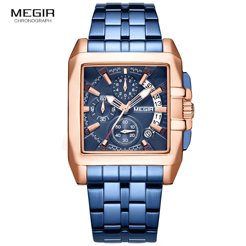 MEGIR New Men's Watch Top Brand Stainless Steel Waterproof Luminous Quartz Watch Men's Fashion Chronograph Men's Sports Watch