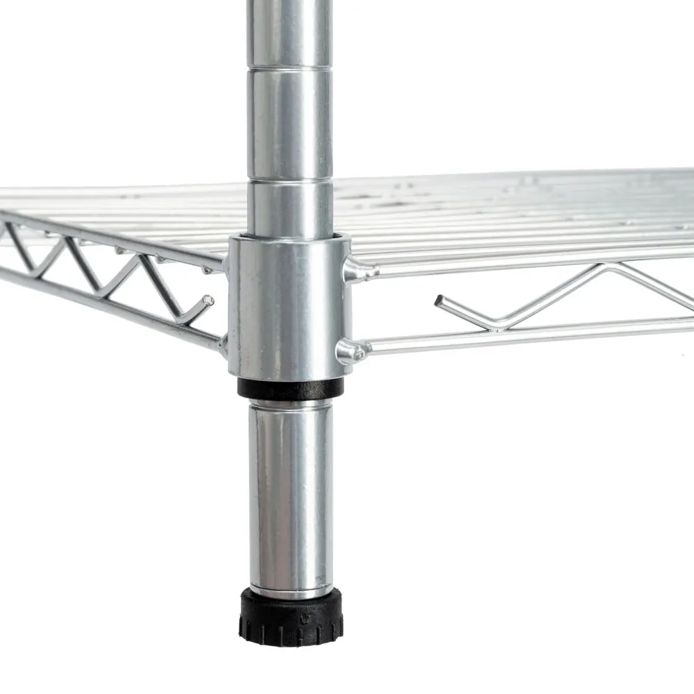 Rak 4 Tingkat Powder Coating Baker 'S Rak Microwave Oven Rak dengan Papan MDF & 6Pcs Gelombang Rod perak [US-W]