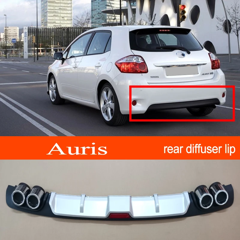 Auris 09-12 ABS Plastic Silver / Black Car Rear Bumper Rear Diffuser Spoiler Lip for TOYOTA  Auris 2009 2010 2011 2012 Hatchback