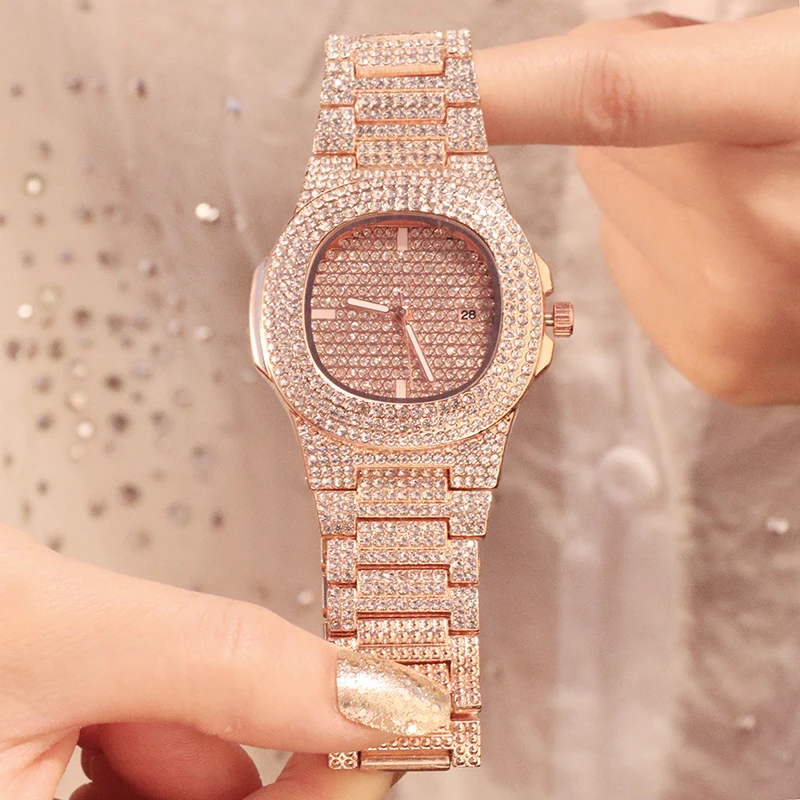 Top Luxury Brand Women Watch Fashion Rose Gold Quartz Watch Ladies Diamond Dress Bracelet Watches Female Clock Relogio Feminino