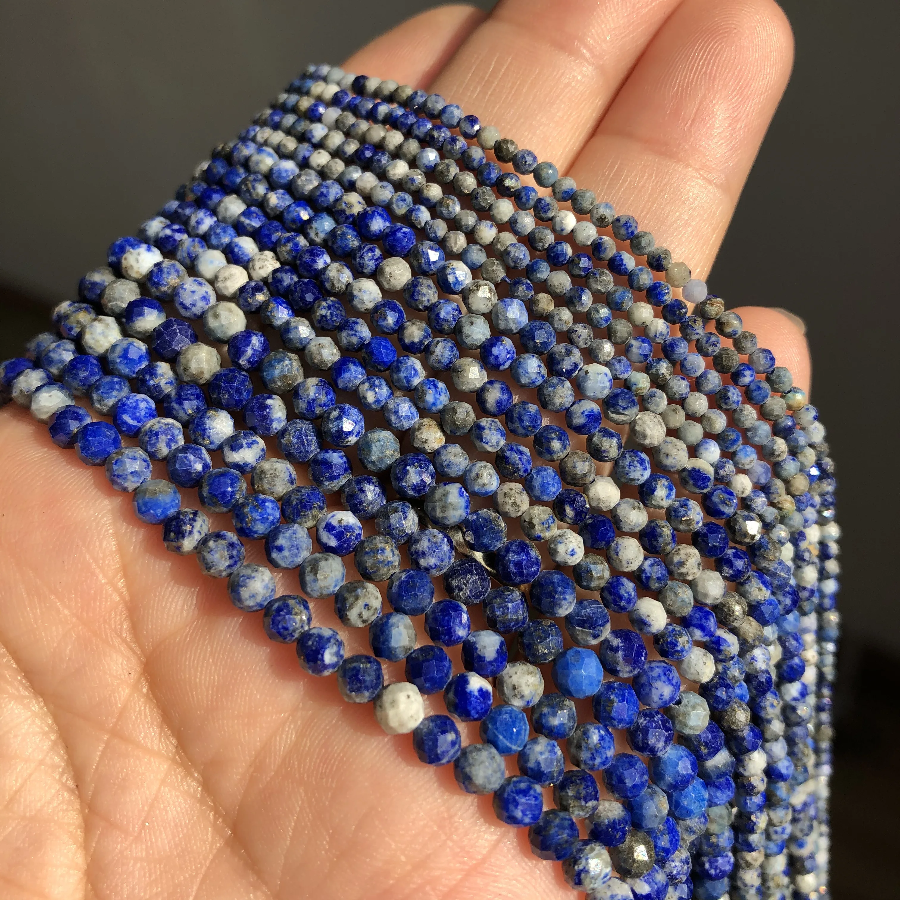 Natural100% Blue Lapis Lazuli Stone Beads Loose Rondelle Small Beads For Jewelry Making Diy Needlework Bracelet Necklace 2/3/4mm