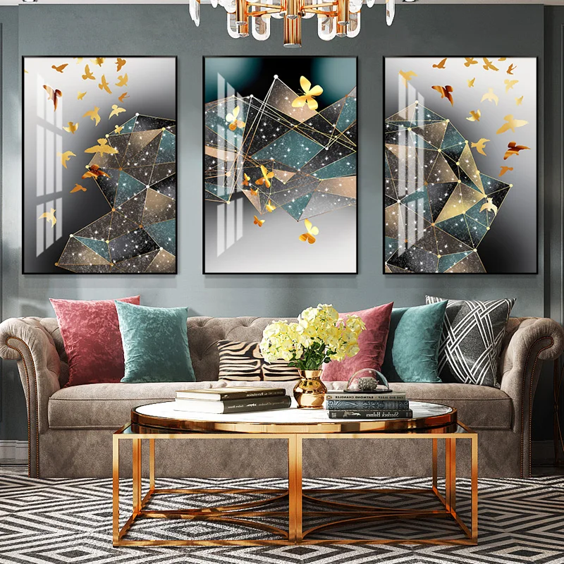 Resplendent Night Sky Abstract Painting Crystal Porcelain Painting Living room Home decorative pictures Hotel Mirror painting