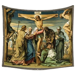 Medieval Renaissance Catholic The Crucified Christ Lamentation Religion Tapestry By Ho Me Lili For Livingroom Home Decor