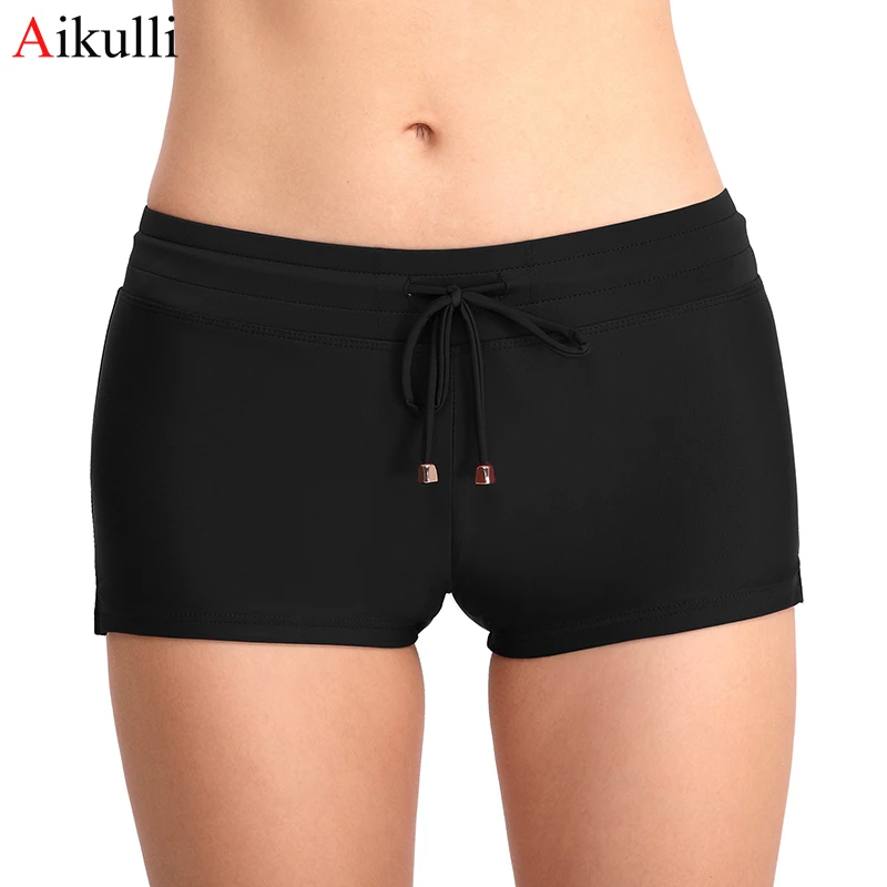 2023 New Adjustable Swim Trunks Bikini Women Swim Briefs Swimwear Shorts Fold Beachwear Leggings  Slim Large Size Swim Trunks XL