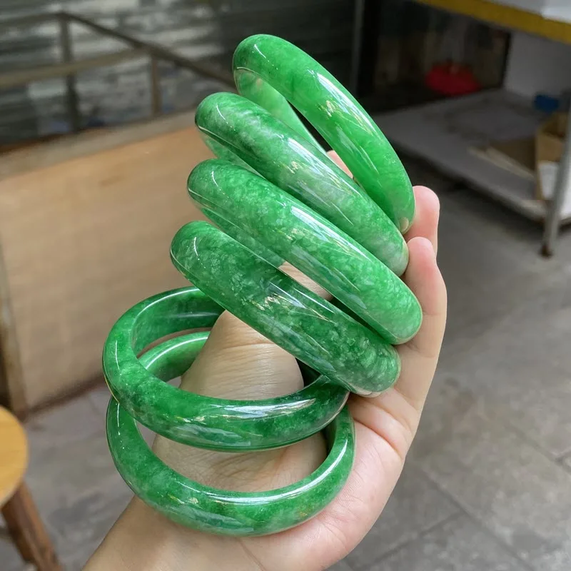 Free Shipping 100% Real Jade Bracelet Green Bangle Jadeite Jasper Bangles Wide Adult Women Hand Jewelry Couple Bracelet