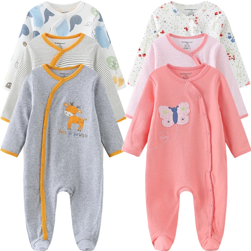 Unisex Baby Romper 2/3Pcs Long Sleeve Jumpsuits For Newborn Boy Girl 2021 Spring 0 to 12 Months Infant Clothes Set 100% Cotton