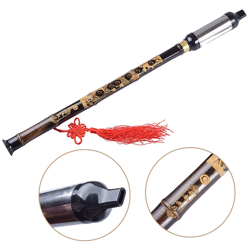 Flutes Woodwind Black Bamboo Chinese Yunnan Bawu Key Pipe Music Instrument