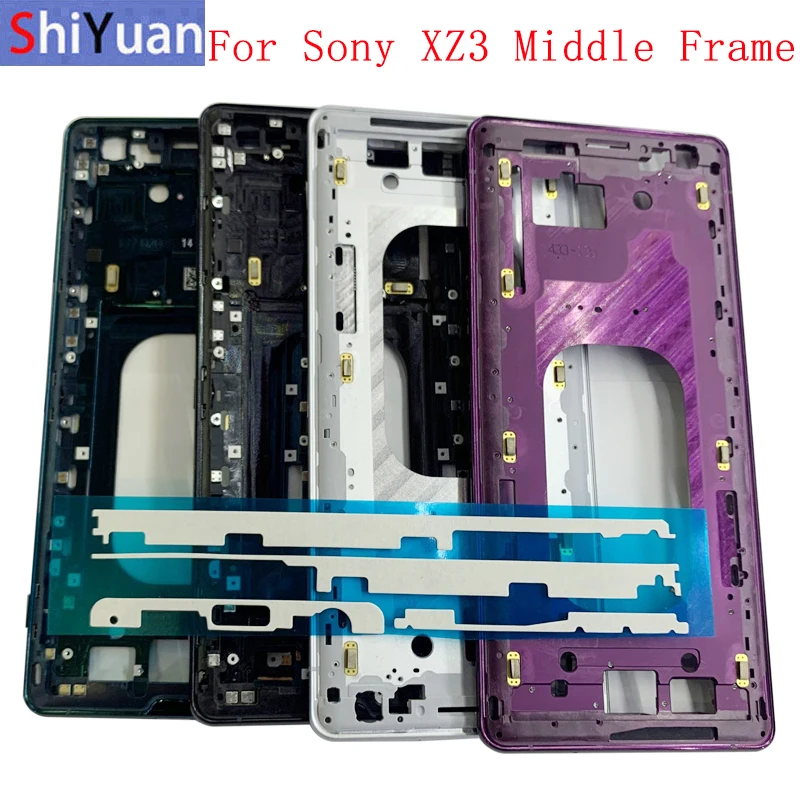 Housing Middle Frame LCD Bezel Plate Panel Chassis For Sony Xperia XZ3 Phone Metal Middle Frame with Adhesive Sticker