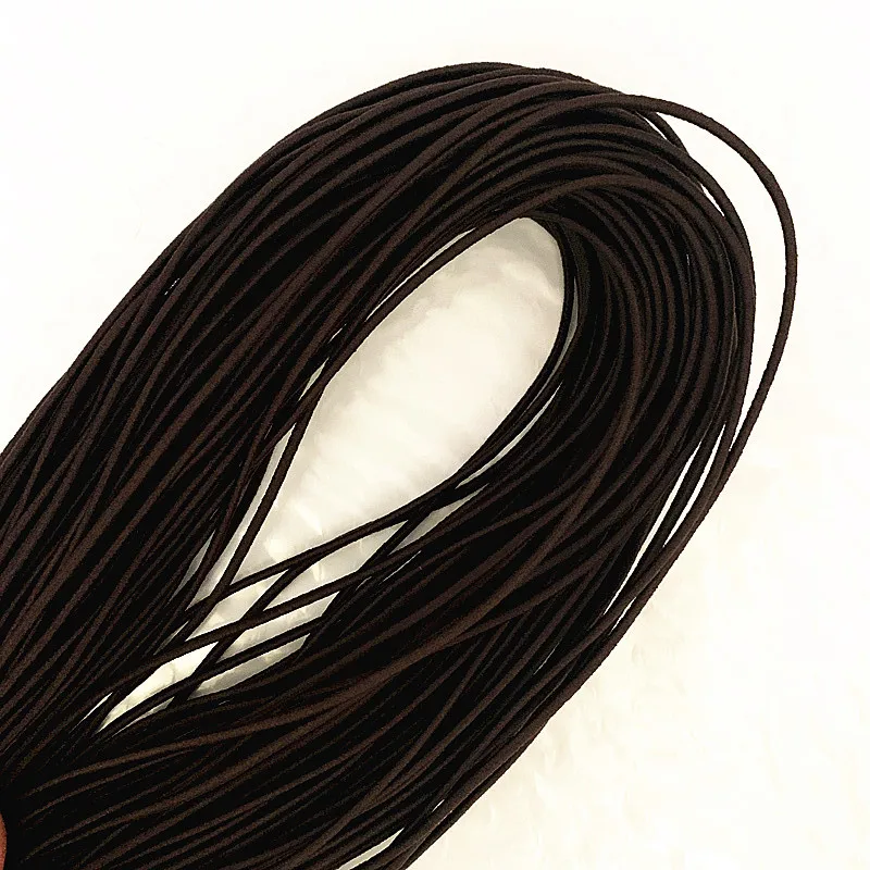 

2mm Coffee high elasticity round elastic bandage round elastic rope rubber band elastic line DIY sewing accessories 5-20 meters