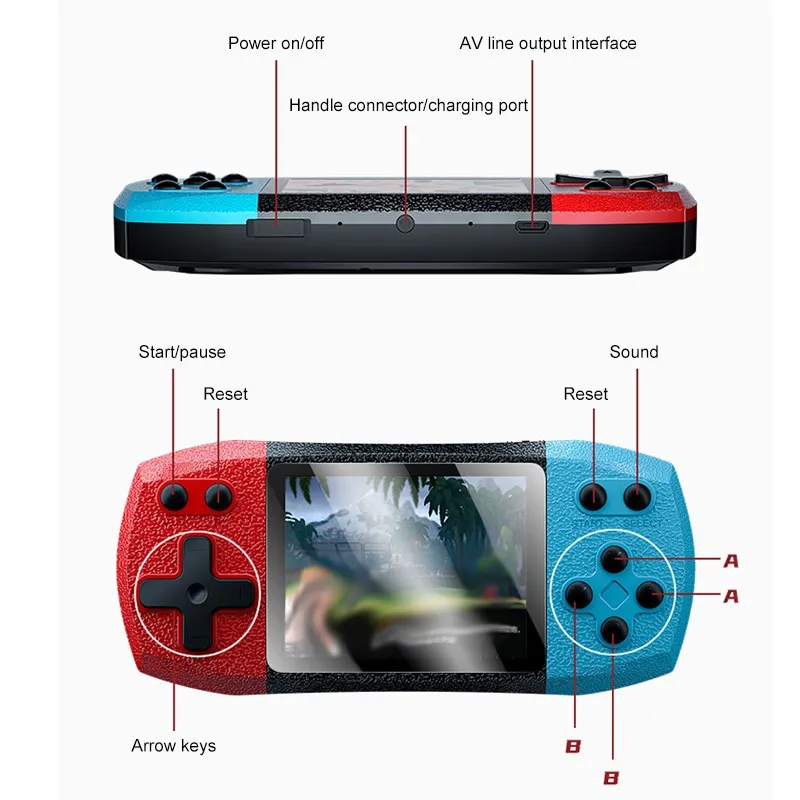 Portable Arcade Game Console 3.0 Inch Color Screen Retro Handheld Game With Gamepad