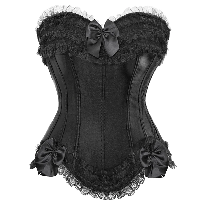 Corset Bustier Top for Women Burlesque Costume Plus Size Princess Corset Top Lace up Satin Corset Black White Purple Pink Corsé